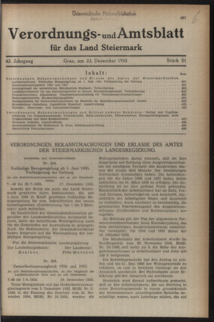 Verordnungsblatt der steiermärkischen Landesregierung 19551223 Seite: 1