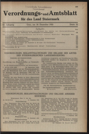 Verordnungsblatt der steiermärkischen Landesregierung 19551230 Seite: 1