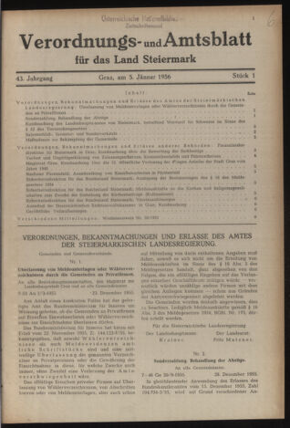 Verordnungsblatt der steiermärkischen Landesregierung 19560105 Seite: 1