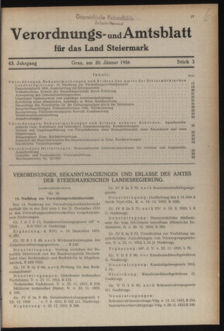 Verordnungsblatt der steiermärkischen Landesregierung 19560120 Seite: 1