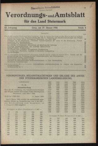 Verordnungsblatt der steiermärkischen Landesregierung 19560127 Seite: 1