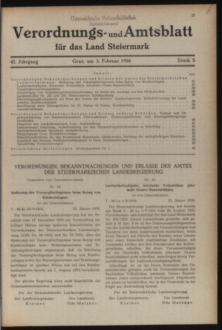 Verordnungsblatt der steiermärkischen Landesregierung 19560203 Seite: 1