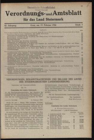 Verordnungsblatt der steiermärkischen Landesregierung 19560217 Seite: 1