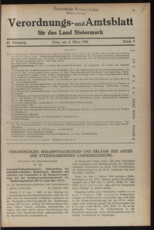 Verordnungsblatt der steiermärkischen Landesregierung 19560302 Seite: 1