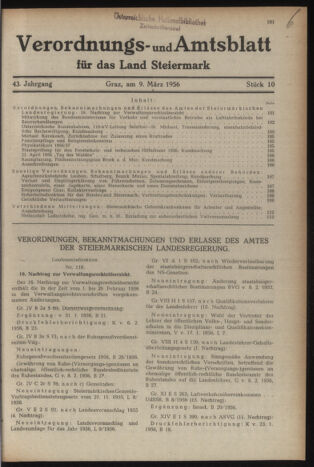 Verordnungsblatt der steiermärkischen Landesregierung 19560309 Seite: 1