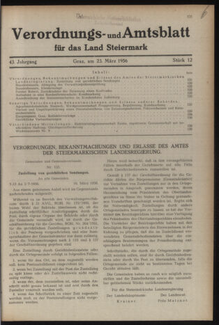 Verordnungsblatt der steiermärkischen Landesregierung 19560323 Seite: 1