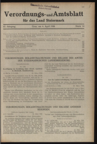 Verordnungsblatt der steiermärkischen Landesregierung 19560406 Seite: 1