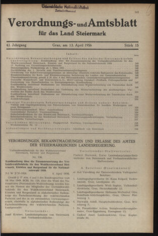 Verordnungsblatt der steiermärkischen Landesregierung 19560413 Seite: 1