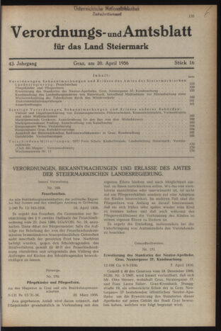 Verordnungsblatt der steiermärkischen Landesregierung 19560420 Seite: 1