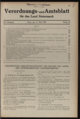 Verordnungsblatt der steiermärkischen Landesregierung 19560511 Seite: 1