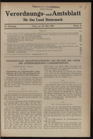 Verordnungsblatt der steiermärkischen Landesregierung 19560525 Seite: 1