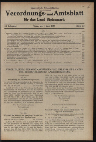 Verordnungsblatt der steiermärkischen Landesregierung 19560601 Seite: 1