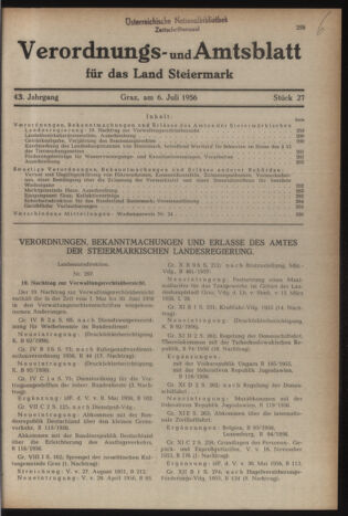 Verordnungsblatt der steiermärkischen Landesregierung 19560706 Seite: 1