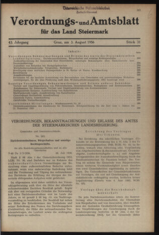 Verordnungsblatt der steiermärkischen Landesregierung 19560803 Seite: 1