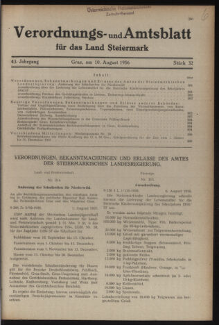 Verordnungsblatt der steiermärkischen Landesregierung 19560810 Seite: 1