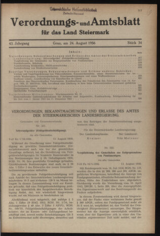 Verordnungsblatt der steiermärkischen Landesregierung 19560824 Seite: 1