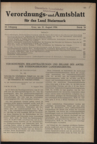 Verordnungsblatt der steiermärkischen Landesregierung 19560831 Seite: 1