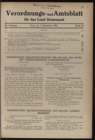 Verordnungsblatt der steiermärkischen Landesregierung 19560907 Seite: 1