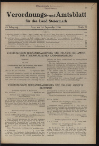 Verordnungsblatt der steiermärkischen Landesregierung 19560914 Seite: 1