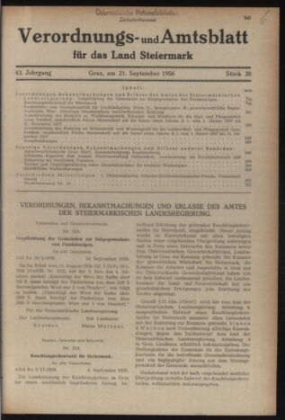 Verordnungsblatt der steiermärkischen Landesregierung 19560921 Seite: 1