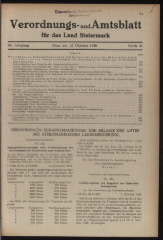 Verordnungsblatt der steiermärkischen Landesregierung 19561012 Seite: 1