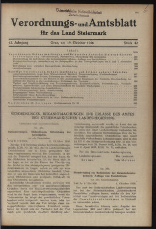 Verordnungsblatt der steiermärkischen Landesregierung 19561019 Seite: 1