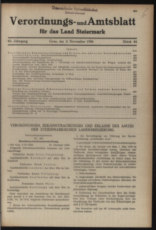 Verordnungsblatt der steiermärkischen Landesregierung 19561102 Seite: 1