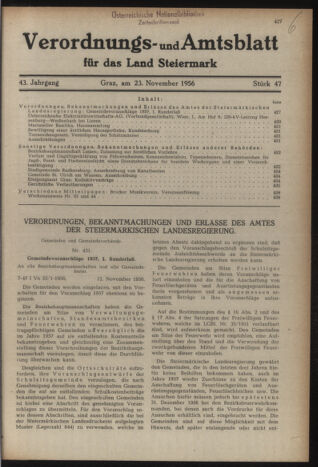 Verordnungsblatt der steiermärkischen Landesregierung 19561123 Seite: 1