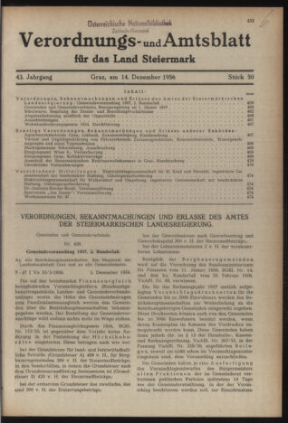 Verordnungsblatt der steiermärkischen Landesregierung 19561214 Seite: 1