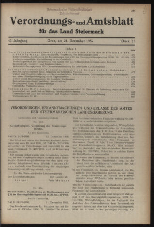 Verordnungsblatt der steiermärkischen Landesregierung 19561221 Seite: 1