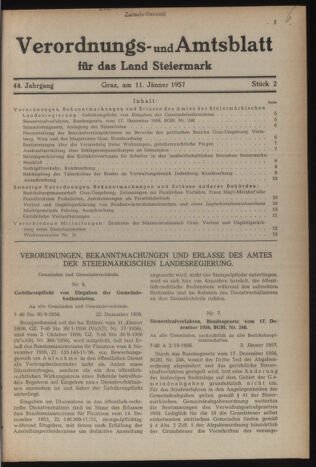 Verordnungsblatt der steiermärkischen Landesregierung 19570111 Seite: 1