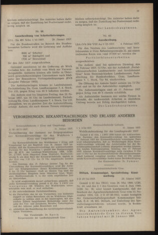 Verordnungsblatt der steiermärkischen Landesregierung 19570208 Seite: 7