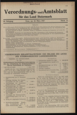 Verordnungsblatt der steiermärkischen Landesregierung 19570322 Seite: 1