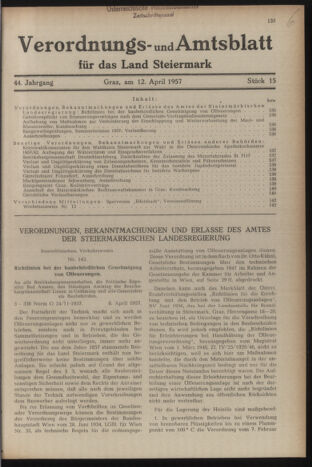 Verordnungsblatt der steiermärkischen Landesregierung 19570412 Seite: 1