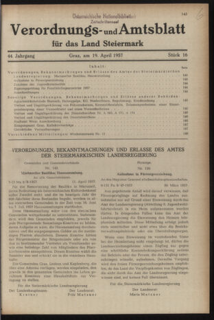 Verordnungsblatt der steiermärkischen Landesregierung 19570419 Seite: 1