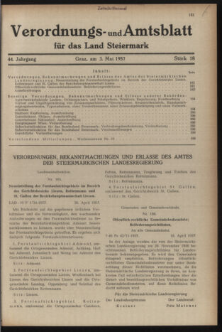 Verordnungsblatt der steiermärkischen Landesregierung 19570503 Seite: 1