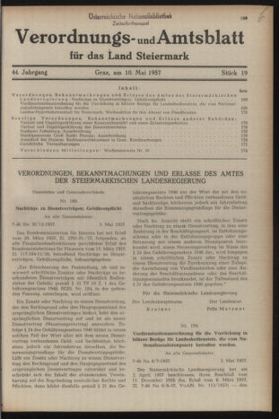 Verordnungsblatt der steiermärkischen Landesregierung 19570510 Seite: 1