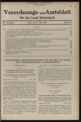 Verordnungsblatt der steiermärkischen Landesregierung 19570517 Seite: 1