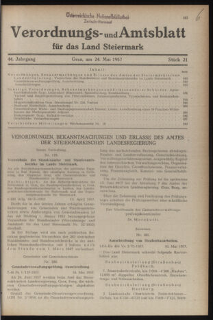 Verordnungsblatt der steiermärkischen Landesregierung 19570524 Seite: 1