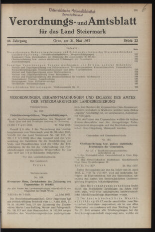 Verordnungsblatt der steiermärkischen Landesregierung 19570531 Seite: 1