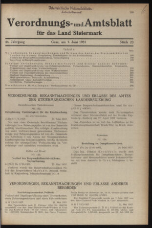 Verordnungsblatt der steiermärkischen Landesregierung 19570607 Seite: 1