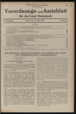 Verordnungsblatt der steiermärkischen Landesregierung 19570614 Seite: 1