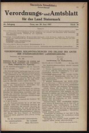 Verordnungsblatt der steiermärkischen Landesregierung 19570628 Seite: 1