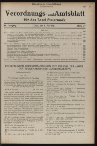 Verordnungsblatt der steiermärkischen Landesregierung 19570705 Seite: 1