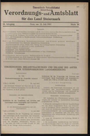 Verordnungsblatt der steiermärkischen Landesregierung 19570712 Seite: 1