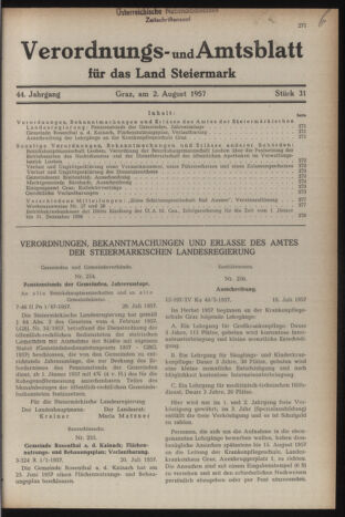 Verordnungsblatt der steiermärkischen Landesregierung 19570802 Seite: 1