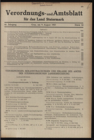 Verordnungsblatt der steiermärkischen Landesregierung 19570809 Seite: 1