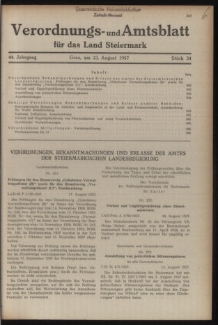 Verordnungsblatt der steiermärkischen Landesregierung 19570823 Seite: 1