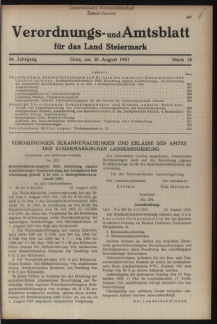 Verordnungsblatt der steiermärkischen Landesregierung 19570830 Seite: 1