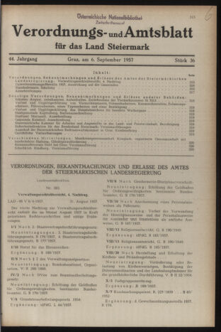 Verordnungsblatt der steiermärkischen Landesregierung 19570906 Seite: 1